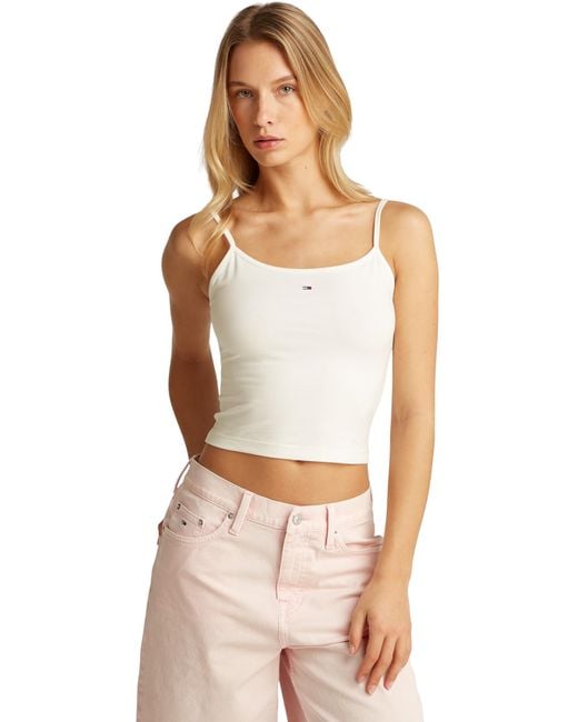 Donna Canotte Confezione da 2 Essential Strap Top Elasticizzate di Tommy Hilfiger in Black