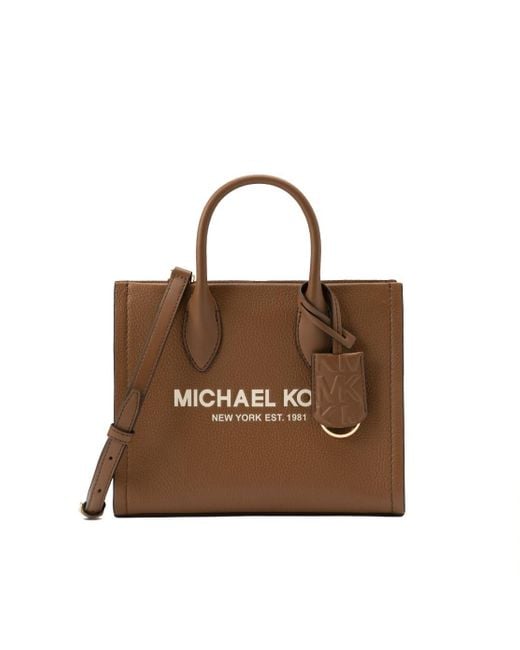 Mirella Logo Tote Crossbody Bag taglia Small di Michael Kors in Brown