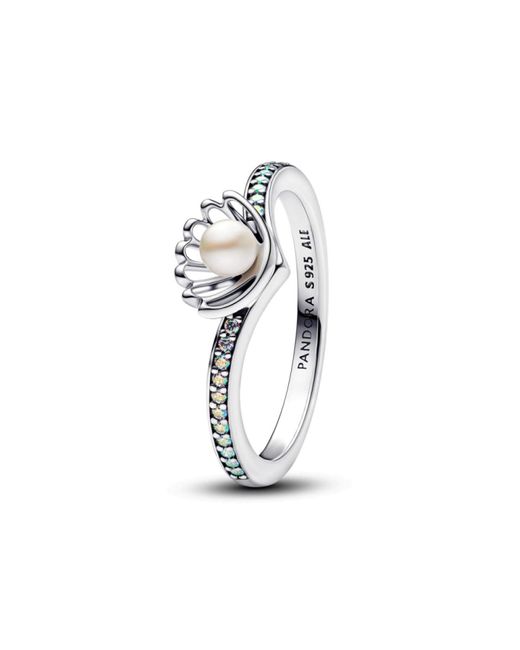 Pandora White Disney Princess Arielle 193654c01-58 Cubic Zirconia Sterling Silver Ring Size 58 Sterling Silver Mixed Stone