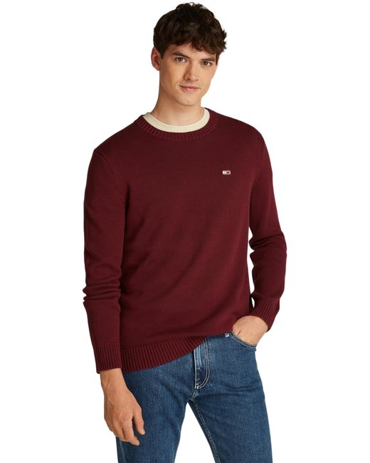 Tommy Hilfiger Red Tjm Slim Essntls C-neck Sweater Dm0dm18370 for men