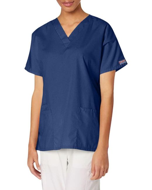 CHEROKEE Blue 4xl V Neck Scrubs Shirt
