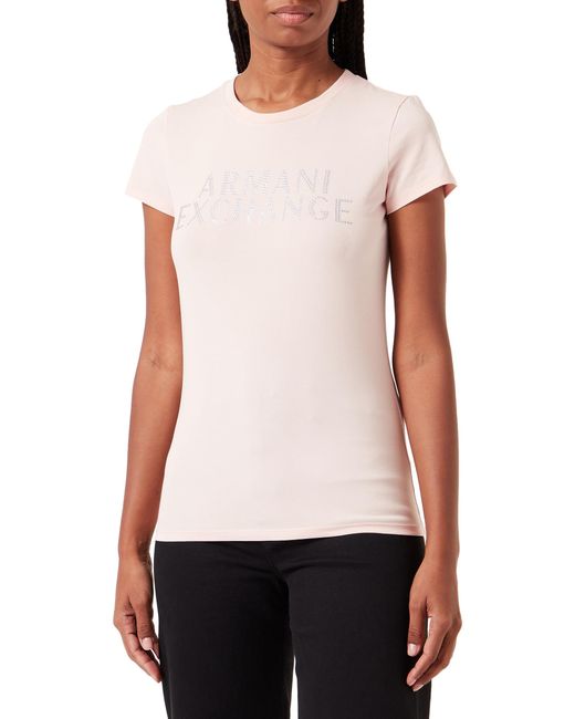 Emporio Armani White A | X Armani Exchange Slim Stretch Cotton Embellished Logo Fitted Tee