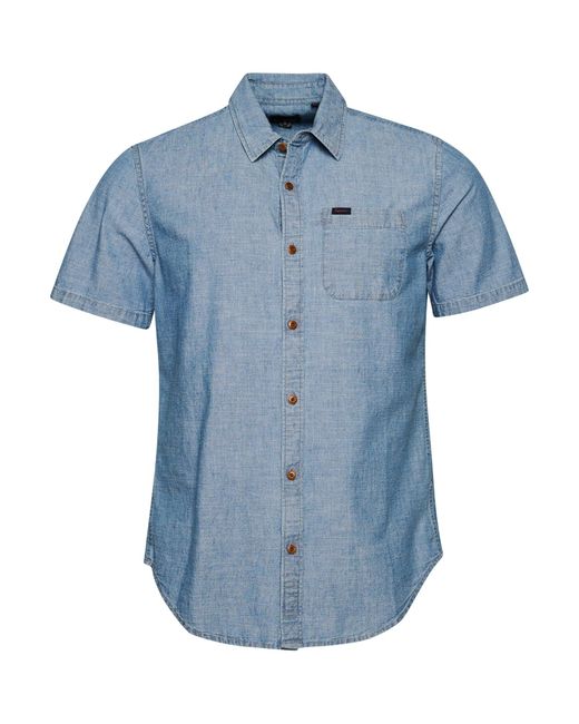 Superdry Vintage Loom S/S Shirt Hemd in Blue für Herren