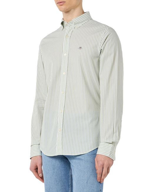 Gant Gray Slim Poplin Stripe Shirt for men