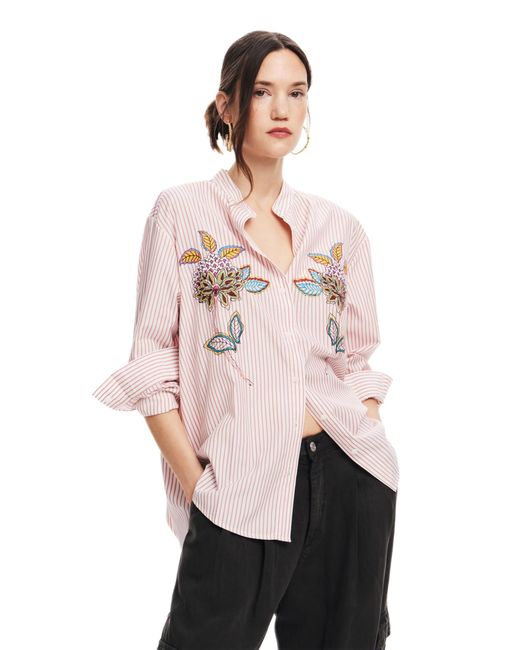 T- Shirt tissé à ches Longues pour Blouse Desigual en coloris Pink