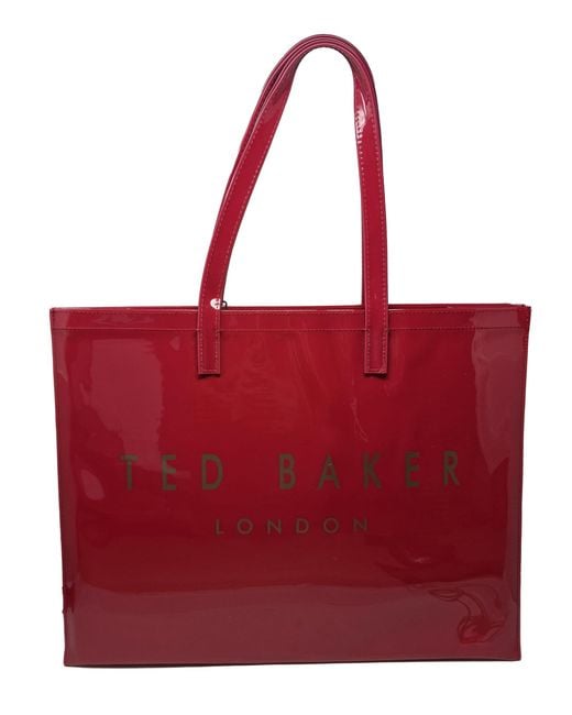 Ted Baker Abbycon Branded Large Icon Tote Bag In Red Pvc
