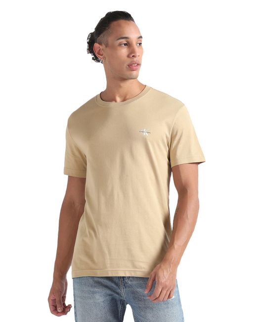 Calvin Klein Natural Pack Of 2 Short-sleeve T-shirt Monologo Crew Neck for men