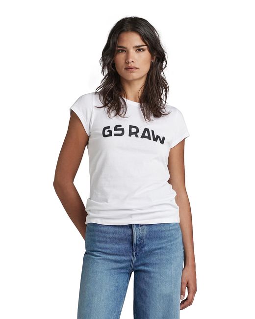 G-Star RAW White Slim Chest Print Top T-Shirt