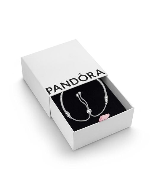 Pandora Black Moments Sterling Silver Snake Chain Slider Bracelet