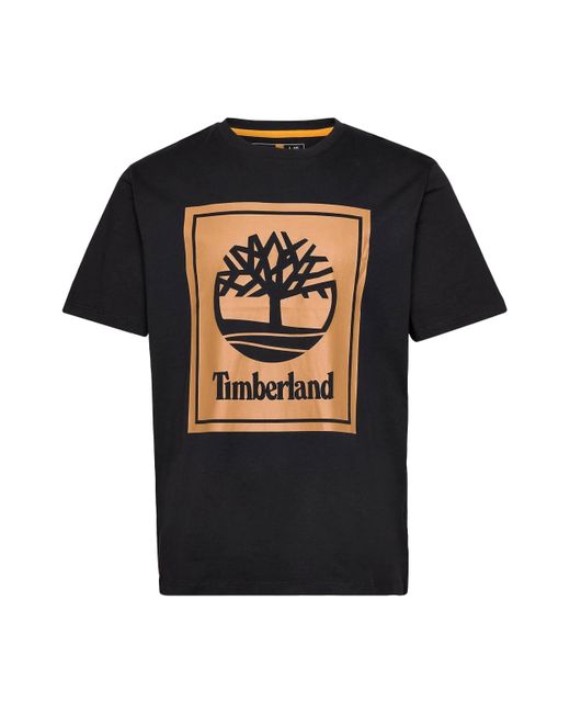 T-shirt con logo Stack di Timberland in Black da Uomo