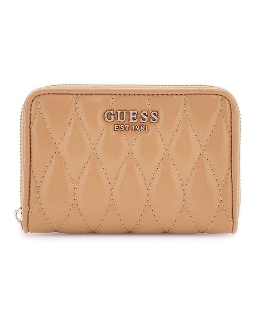 Guess Black Geldbörse Valla Zip Around Wallet Beige Hellbraun