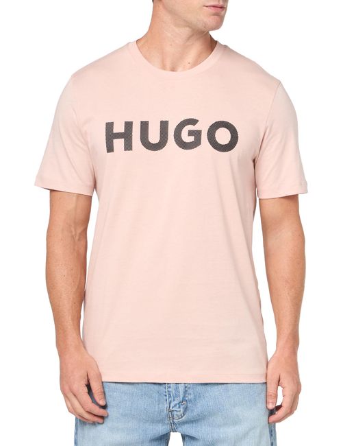 HUGO Kurzärmeliges aufgedrucktem Logo T-Shirt in Pink für Herren