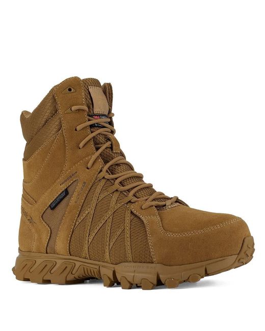 Reebok Brown Work Rb3461 Trailgrip Safety Toe 8" Waterproof Insulated Tactical Boot With Side Zipper Coyote Military for men