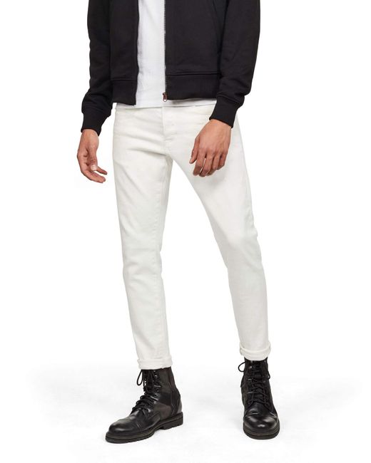G-Star RAW Black 3301 Slim Fit Jeans,white for men