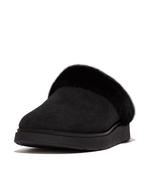 Gen ff Shearling collar Suede Slippers
