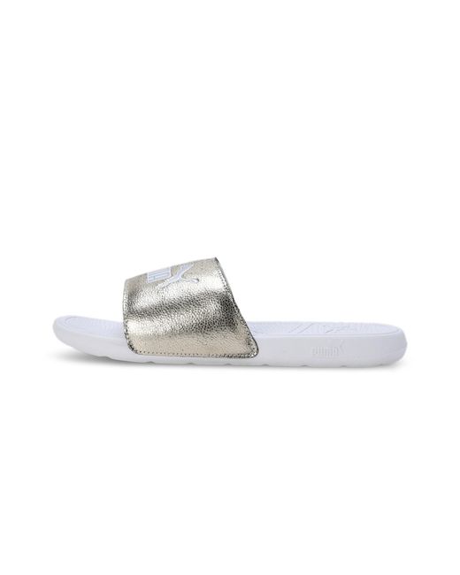 PUMA White Adults Cool Cat 2.0 Metallic Shine Slide Sandals