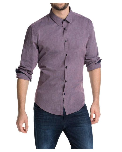 Esprit Collection Slim Fit Businesshemd 114eo2f005 in het Purple voor heren