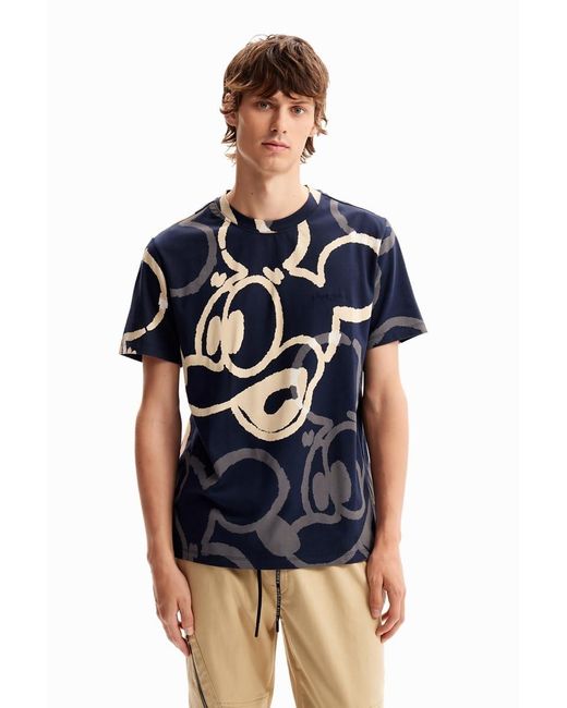 Desigual Blue Arty Mickey Mouse T-shirt for men