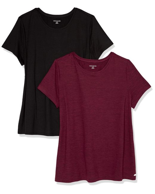Amazon Essentials Red 2-Pack Tech Stretch Short-Sleeve Crew T Athletic-Shirts
