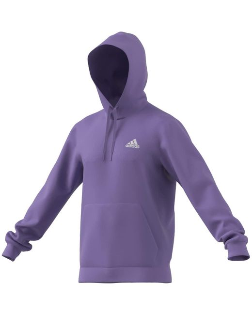 Adidas Purple Essentials Fleece Hoodie for men