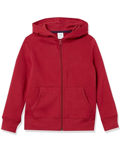 Sudadera de Forro Polar con Capucha y Cremallera Niño Amazon Essentials de hombre de color Red
