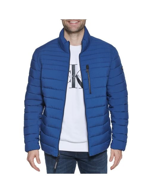 Calvin Klein Blue Mens Lightweight Water Resistant Packable Down Puffer Jacket for men