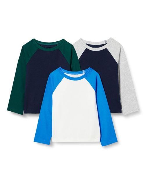 Camisetas de algodón de ga Larga Niño Amazon Essentials de hombre de color Blue