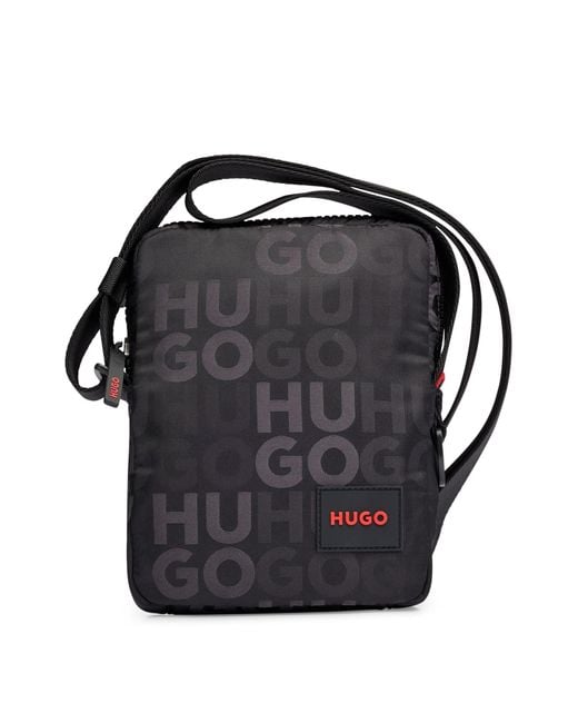 BOSS by Hugo Boss Black Stacked-logo-pattern Reporter Bag With Branded Rubber Patch for men