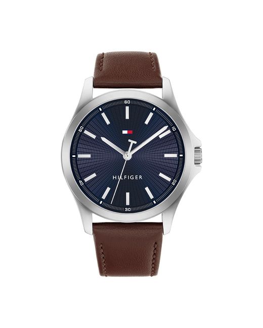 Reloj con Movimiento de Cuarzo de Tres Manecillas para Hombre con Correa de CueroMarrón - 1710669 Tommy Hilfiger de hombre de color Blue
