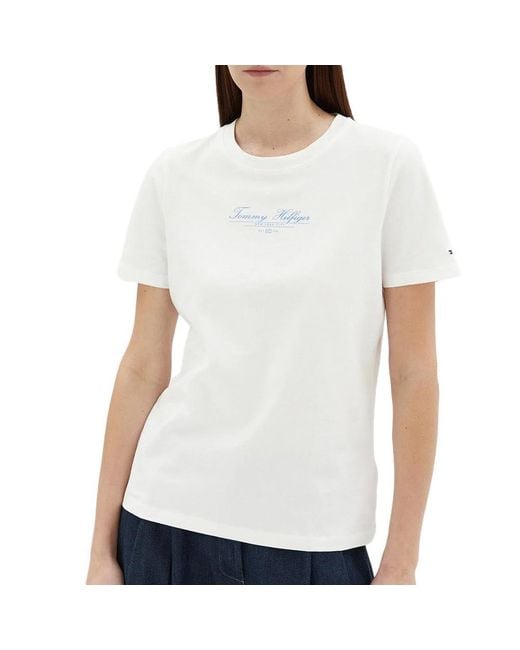 Tommy Hilfiger Wit Reg T-shirt Voor in het White