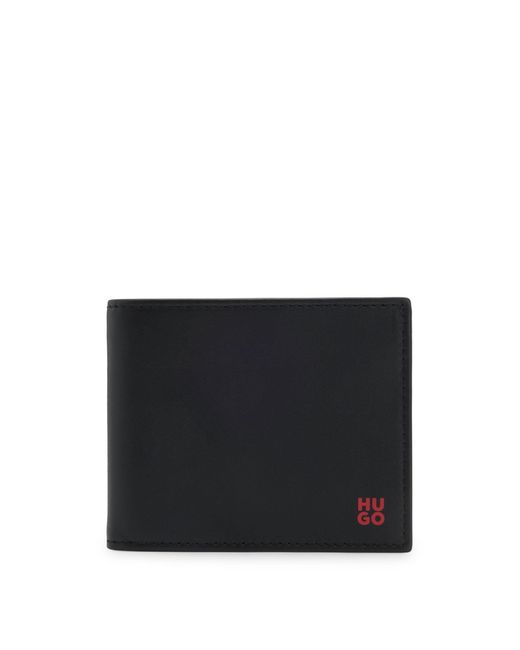 HUGO Geldbörse Aus Leder Mit Rotem Stack-Logo in Black für Herren