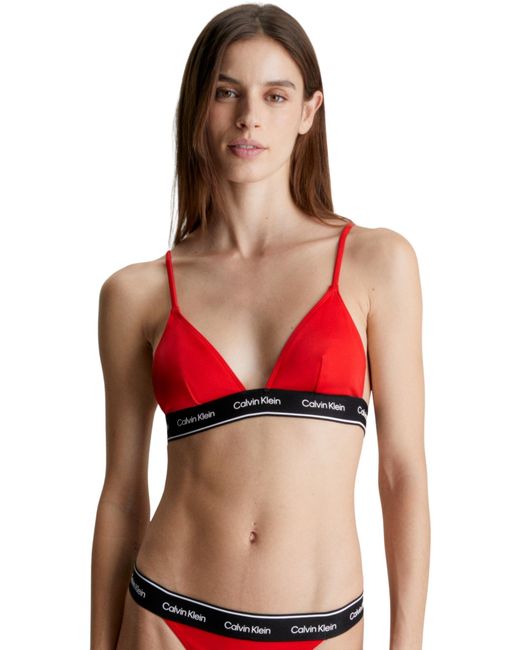 Top de Bikini Triangular para Mujer CK Meta Legacy sin Aros Calvin Klein de color Red