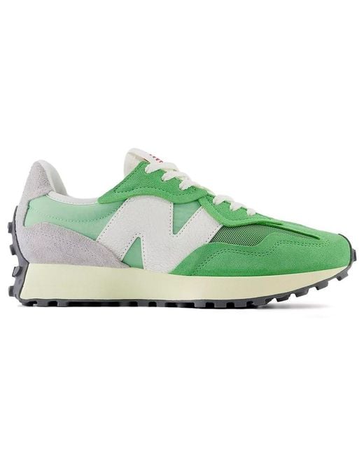 New Balance 327 In Green Suede/mesh
