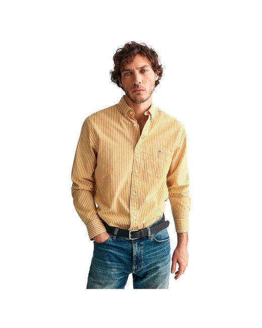 Reg Poplin-Maglietta a Righe Camicia di Gant in Multicolor da Uomo