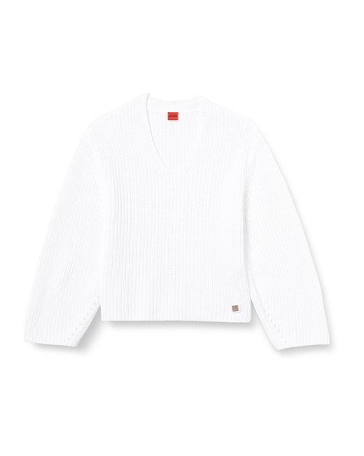 HUGO White Sulla Knitted-Sweater