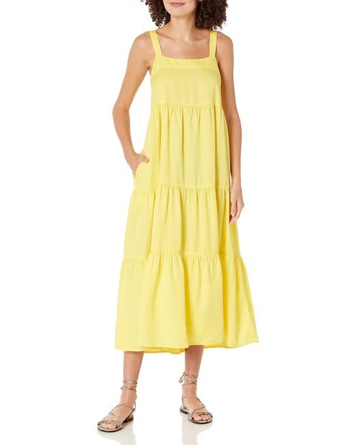 The Drop Yellow Britt Tiered Maxi Tent Dress Kleider