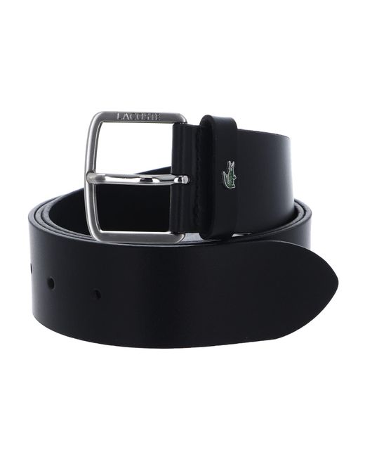 Elegance Plain Leather Belt W100 Noir di Lacoste in Black da Uomo