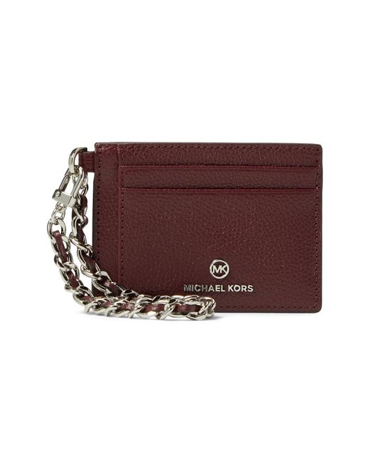 Michael Kors Red Jet Set Charm Small Id Chain Card Holder
