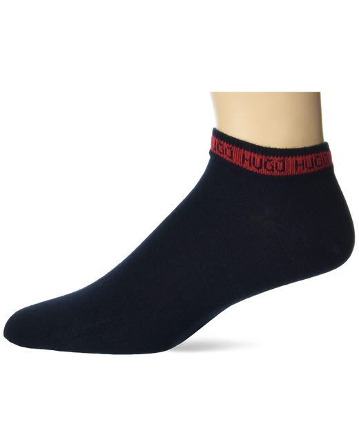 HUGO Blue 2 Pack Logo Tape Cotton Ankle Socks for men