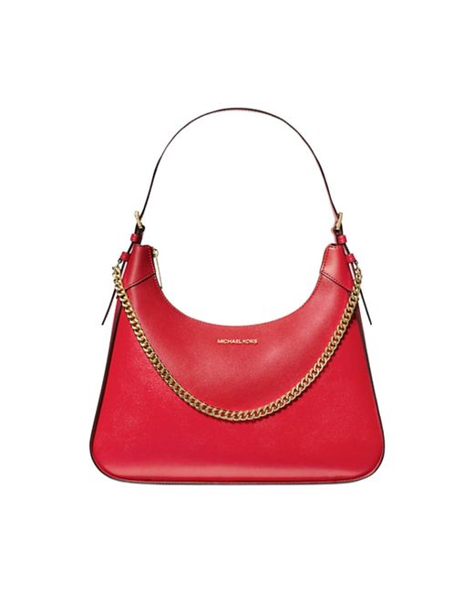 Michael Kors Red Wilma Large Leather Shoulder Bag