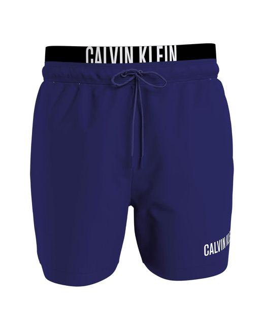 Pantaloncino da Bagno Uomo Medium Double Lunghezza Media di Calvin Klein in Blue da Uomo