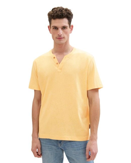Tom Tailor Basic Serafino-T-Shirt mit Struktur in Multicolor für Herren