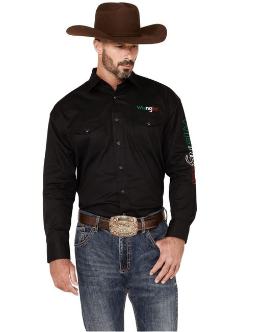 Wrangler Mexico Logo Snap Western Shirt Black Xx-large for men