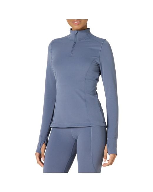 Amazon Essentials Blue Active Formflex Buttery Soft Slim Fit Quarter Zip Long Sleeve Pullover Jacket