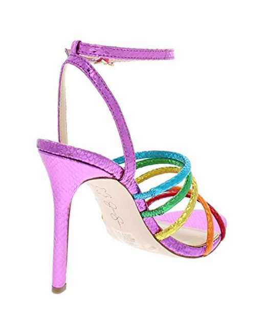 Jessica Simpson Joselle Metallic Rainbow Colorblock Strappy Sandals | Lyst