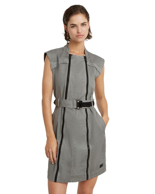 Multi Zip Dress Wmn Vestido Informal G-Star RAW de color Gray