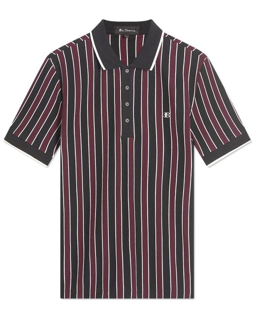 Ben Sherman (0074021il Vertical Stripe Polo In Black In 4xl for men