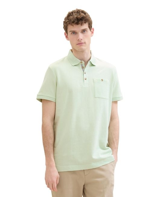 Tom Tailor Basic Poloshirt mit Struktur in Green für Herren