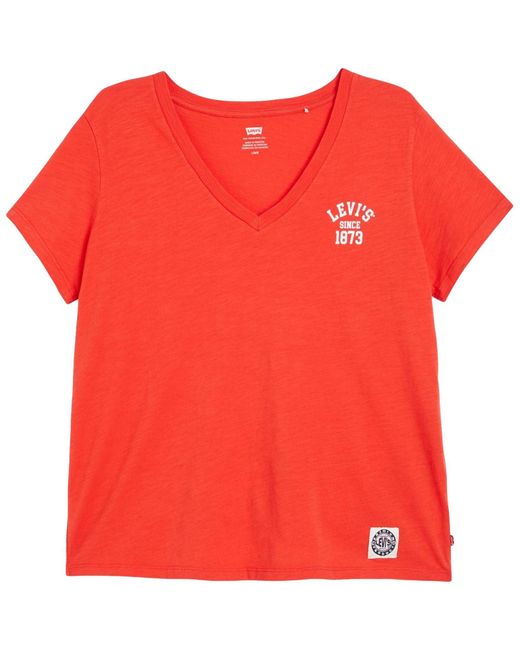 Levi's Pl Graphic Perfect Vneck Tees in het Red