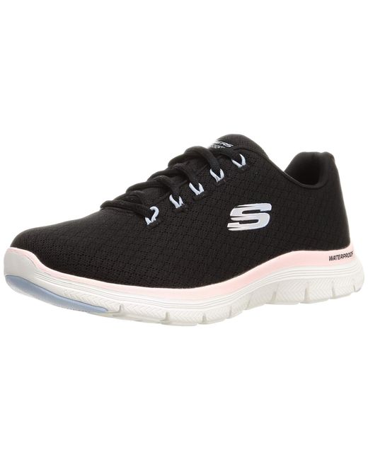 Skechers Flex Appeal 4.0 Coated Fidelity Sneaker,black Mesh/pink Trim,4 Uk